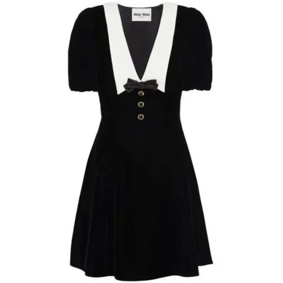 Miu Miu | Dresses | Miu Miu Shortsleeved Velvet Mini Dress
